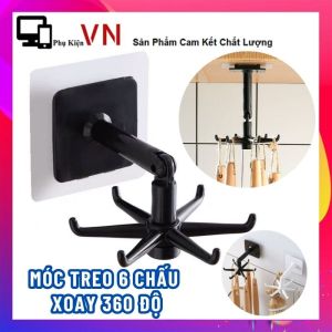 Móc Treo Đồ Đa Năng 6 Nhánh Siêu Dính Xoay 360 Độ Tiện Lợi - Móc Nhựa Dán Tường Treo Đồ  Chìa Khóa  Dụng Cụ Nhà Bếp Tiết Kiệm Diện Tích