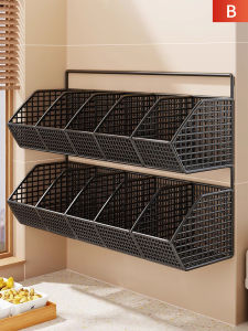 Multifunctional Wall-mounted Spice and Veggie Storage Rack Double-layer