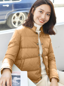 NVSHENJI | เสื้อแจ็คเก็ตขนเป็ดสีขาวทรงเข้ารูปสำหรับผู้หญิง ทรงสั้น น้ำหนักเบา ฤดูหนาว 2025 เสื้อคลุมคาร์โบนสีเทา ขนาดเล็ก เสื้อคลุมขนเป็ดสีขาว