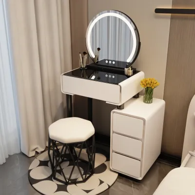 New Modern Minimalist Bedroom Rock Plate Makeup Desk Luxury Sensation Integrated Table Cream Style Adjustable Height with Mirror
