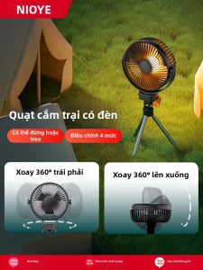 NIOYE | Long Battery Life Portable Outdoor Camping Fan with Light