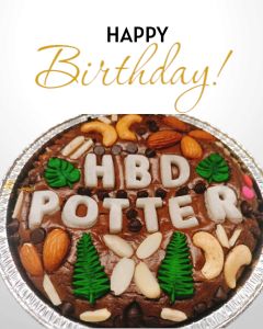 บราวนี่ถาด1ปอนด์ ดาร์กช็อกแท้ เลือกท็อปปิ้งได้ เพิ่มตัวอักษรได้