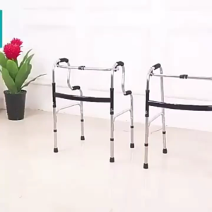 Foldable Stainless Steel & Aluminium Alloy Bronze Walking Frame Walking Aid Walker Cane
