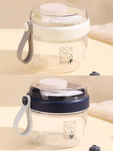 Portable Fruit Cup with Spoon for Outdoor Breakfast Yogurt Oats Bowl Lipstick-shaped Plastic Cups Large Capacity 601mL-700mL