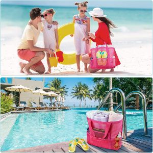 Eversalute Large Beach Bag Pool Bags Mesh Beach Tote for Toys Towel flip flops Swim and Pool Toys Balls Storage Bags Packs Stay Away from Sand and Water Summer Essentials