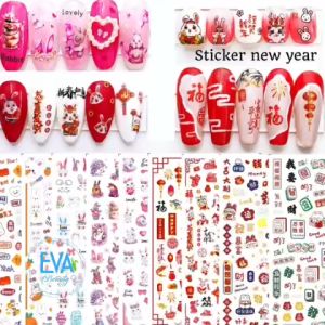 Decal Dán Móng Tay 3D Nail Sticker Tráng Trí Móng Hoạ Tiết Tết Đón Xuân Quý Mão 2023