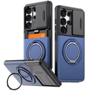 szhaiyu | Magnetic Wallet Holder Case for Samsung S26 S25 Plus S24 Ultra A57 A37 A27 A17 A07 A56 A36 A16 A55 Slide Camera Protection Cover