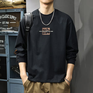 Autumn Winter Mens Long Sleeve T-Shirt Pure Cotton Base Shirt Inner Wear Casual Fashion Urban Style Print Creative Interest