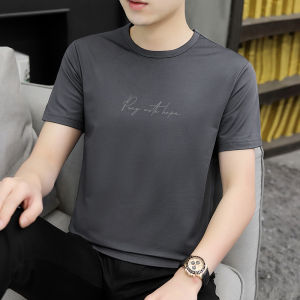 Romon Modal Ice ผ้าไหม เสื้อยืดผู้ชายแขนสั้นคอกลม ฤดูร้อน สไตล์ใหม่ขนาดใหญ่ครึ่งแขนแฟชั่นเยาวชนพิมพ์ เสื้อท่อนบน