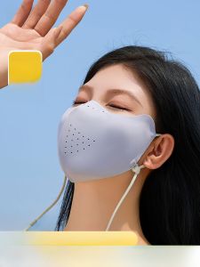 MiiOW | Miow Ice Silk Womens Face Mask Breathable UV Protection Cycling Sunscreen Mask Small Face Black Transparent Summer Cool Sensation