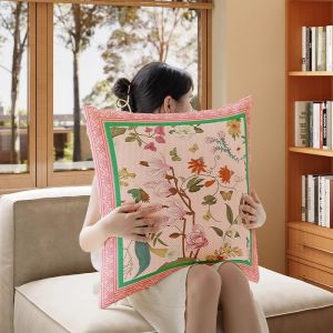 Extra Large Chinese Style Sofa Pillow Living Room Decorative Cushion without Core Luxury Sensation Floral Bird Mid-Century Style