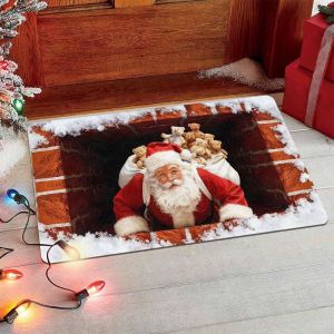 Thảm Trang Trí Giáng Sinh Hình Ông Già Noel VIKAMA 2D Vision Bền Chống Trơn Trượt Dùng Cho Hiên Nhà Và Lối Vào Thảm Trang Trí Trong Nhà