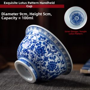 Hand-painted Floral Pattern Porcelain Tea Bowl with Lid