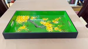 Khay sơn mài cao cấp - Mã KC65 - Size 52x34x6 / Họa tiết Mai Vàng đẹp mắt sang trọng quà tặng ý nghĩa