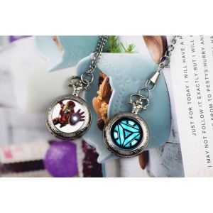 Iron Man Pocket Watch Necklace Flip Cover Clock for Boys And Girls Fashionable round Shape Electronic Movement Chinese Made