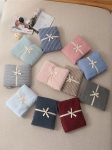 Antibacterial Pure Color Knitted Cotton Bed Canopy Single Piece Indian Cotton Bedding Protective Mattress Cover 1.8m Bed Skirt