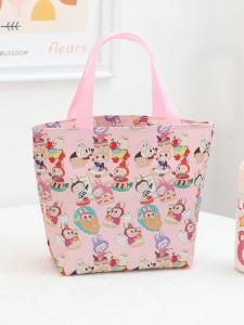 Cute Cartoon Waterproof Lunch Bag Small Size Portable Student Lunch Box Bag Office Work Lunch Bag Korean Style Family Storage