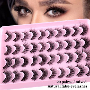 20 Pairs 3d Mink Lashes Natural False Eyelashes Handmade Soft Fluffy Mink Eyelashes Makeup Tool Thick Lashes Faux Cils