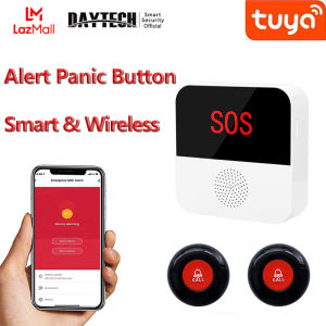 DAYTECH SOS Pager Calling System WiFi Smart Tuya App Nurse Pager Patient Alert System Pembantu Jagaan Orang Tua Emergency Alert System for Elderly Patient Seniors Disabled TY03