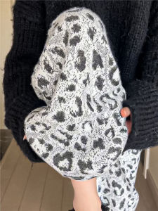 Black Leopard Print High Waist Drawstring Loose Wide Leg Pants Womens Casual Straight Leg Trousers Autumn 2025 New Style