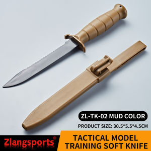 Plastic Training Knife with Nylon Handle & TPE Blade Includes Sheath Safe for Military Training Cosplay Halloween Props