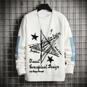 New Arrival Chinese Fad Autumn and Winter Sweater Mens Fleece Long Sleeve T-shirt Large Size Mens Inner Wear Thermal Top Print