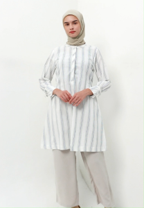 MFMW Letizia Tunik Broken White motif Salur Multicolor