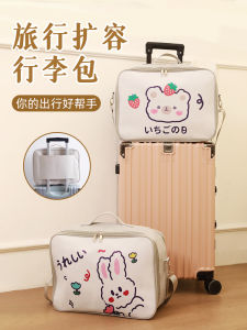 Large Capacity Travel Luggage Organizer Bag Additional Bag for Suitcase Womens Handbag Cartoon Print Oxford Cloth Foldable