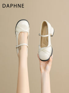 Daphne | French Style Fall New Arrival White Thick Heel Mary Janes