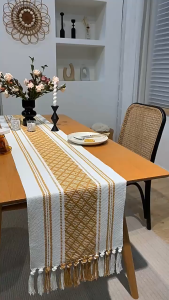 4/6/8/12 Seater Table Runner Mat Linen Kitchen Insulation Pad Table Runner Grid Dining Room Decor