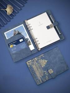 สมุดบันทึกแบบมีช่องว่างขนาด A5 หนัง สำหรับธุรกิจและงานประชุม ปกแข็ง หนา พร้อมกล่องของขวัญ ดีไซน์ทันสมัย รองรับการพิมพ์โลโก้