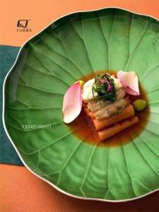 Creative Green Lotus Leaf Plate Chinese Style Fruit Dish Cold Small Change Special Hotel Intentional Utensils Hand-Painted Ceramic