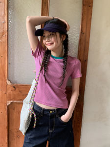 Mixd | Dopamine Pretty Fuchsia Stripe Regular Shoulder T-shirt