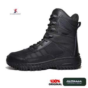 Original ALTAMA Combat Boots - Durable Slip-Resistant Ready Stock! 🥾✨ Fleather & Nylon Mesh Side Zipper Moisture-Wicking Lining. Warranty 1 Month! #JenamaOriginal #CombatShoes