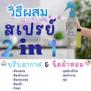 ( พร้อมขวดสเปรย์ ) สเปรย์ปรับอากาศ สเปรย์ 2 in 1 ปรับอากาศ ฉีดผ้าหอม ทำได้ 250 ml. มีกลิ่นให้เลือกมากมาย พร้อมใช้งาน