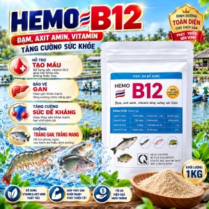 HEMO B12 - Vitamin Tổng Hợp Hạn Chế Trắng Mang Trắng Gan Bổ Sung Hồng Cầu Cho Cá Lươn Ếch...Gói 1Kg