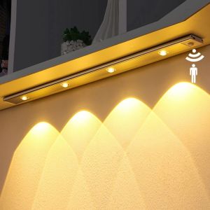 MIAOKA LED Night Light 20/30/40/60CM Ultra Thin Motion Sensor Light Wireless USB Rechargeable Led Light Cabinet Kitchen Lighting