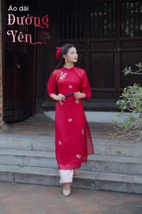 Áo Dài Cách Tân Nữ  Dáng Suông Tơ Thêu Hoa 4 Tà Phối Cúc Trẻ Trung (MD32) - Áo Dài Nhà Mây
