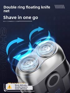 MONLEYTA | Portable Mini Electric Shaver For Men German Style Rechargeable Titanium Blade Double Head Razor Compact Travel Size Shaver