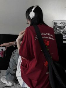 เสื้อยืดคอกลมแขนสั้นทรงหลวมสไตล์อเมริกัน ผ้าฝ้ายแท้ ทรงหลวม สำหรับผู้ชาย ลายพิมพ์ แฟชั่นฤดูร้อน เสื้อยืดคอกลมแขนสั้น