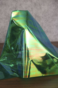 Green Laser PVC Fabric Magic Color Waterproof Transparent Stage Clothing Fabric Profile Three-Dimensional Gradient TPU Handwork Cloth