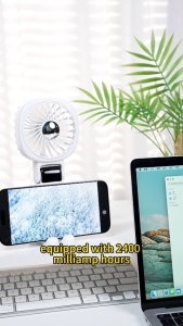 Awei F37 Mini Handheld Fan Portable Type C Rechargeable 2400mAh 5 Gears Strong Wind 30dB Quite Battery Power LED Digital Display Foldable Electric Fan As Phone Holder Powerbank Outdoor Neck Hanging