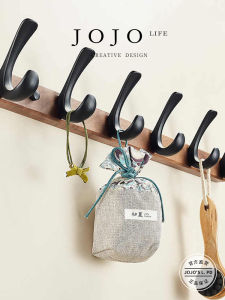 Walnut Wood Hook No Drilling Wall Mounted Clothes Hook Wooden Adhesive Hook JOJOS L. PD.Tease Bathroom Hardware Home Decor