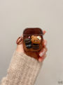 Qiguan Gradient 3D Coffee Bear Airpods4/3 pro Silicone Soft Shell Protective Case Wireless Bluetooth  Cartoon Cute Brown. 
