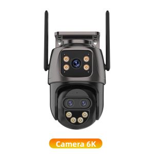 Camera IP HD 9MP 6K Ngoài Trời WiFi Màn Hình Kép Xoay PTZ Bảo Mật Gia Đình Zoom 8x Ba Ống Kính Giám Sát Video Với Ứng Dụng iCSee