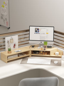 Desktop Computer Elevation Stand Monitor Holder Office Desk Organizer Corner Workstation Shelf Special Shape Artificial Board