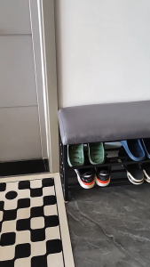 2 in 1 Shoe Changing Stool Metal Shoe Storage Shoe Bench with Soft Cushion Shoe Changing Bench