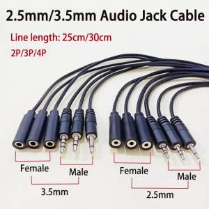 Cáp Jack Âm Thanh 2.5mm/3.5mm Đực Sang Cái 2P/3P/4P 25cm/30cm Cho Tai Nghe Loa Và Thiết Bị Âm Thanh - Cáp Âm Thanh
