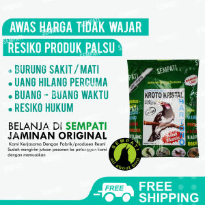 SEMPATI Kroto Kristal Hartono Voer Seaweed Rumput Laut Voor Pur Pakan Burung Murai Batu Kacer Cucak Rowo Beo Wambi Kutilang Punglor Poksay Jalak Robin Makanan Burung Super High Tinggi Protein Kroto Sari Kristal Voer Kroto KRSWT