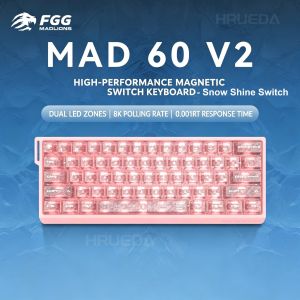 Madlions MAD60 V2 MAD68 V2 Magnetic Switch Gaming Keyboard 8K Polling Rate 0.001mm RT 68 Keys RGB Wired Low Latency 0.125ms Game